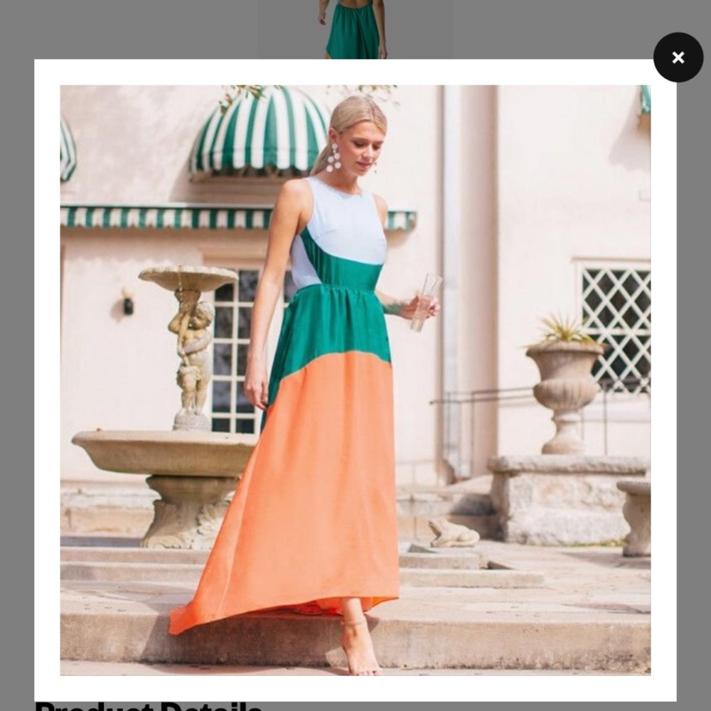 Tuckernuck Colorblock Maxi Dress in White, Teal & Coral